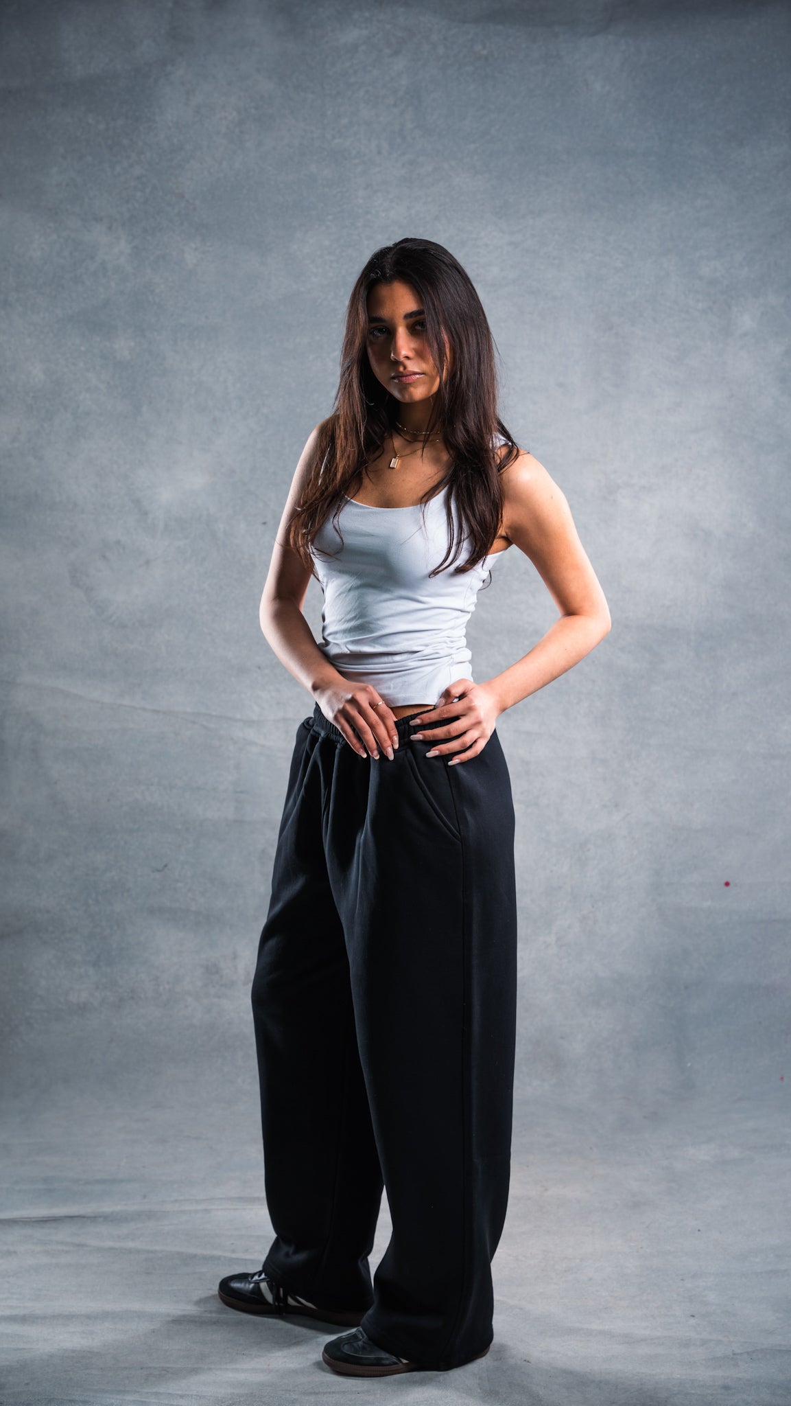 Black wide-leg sweatpants