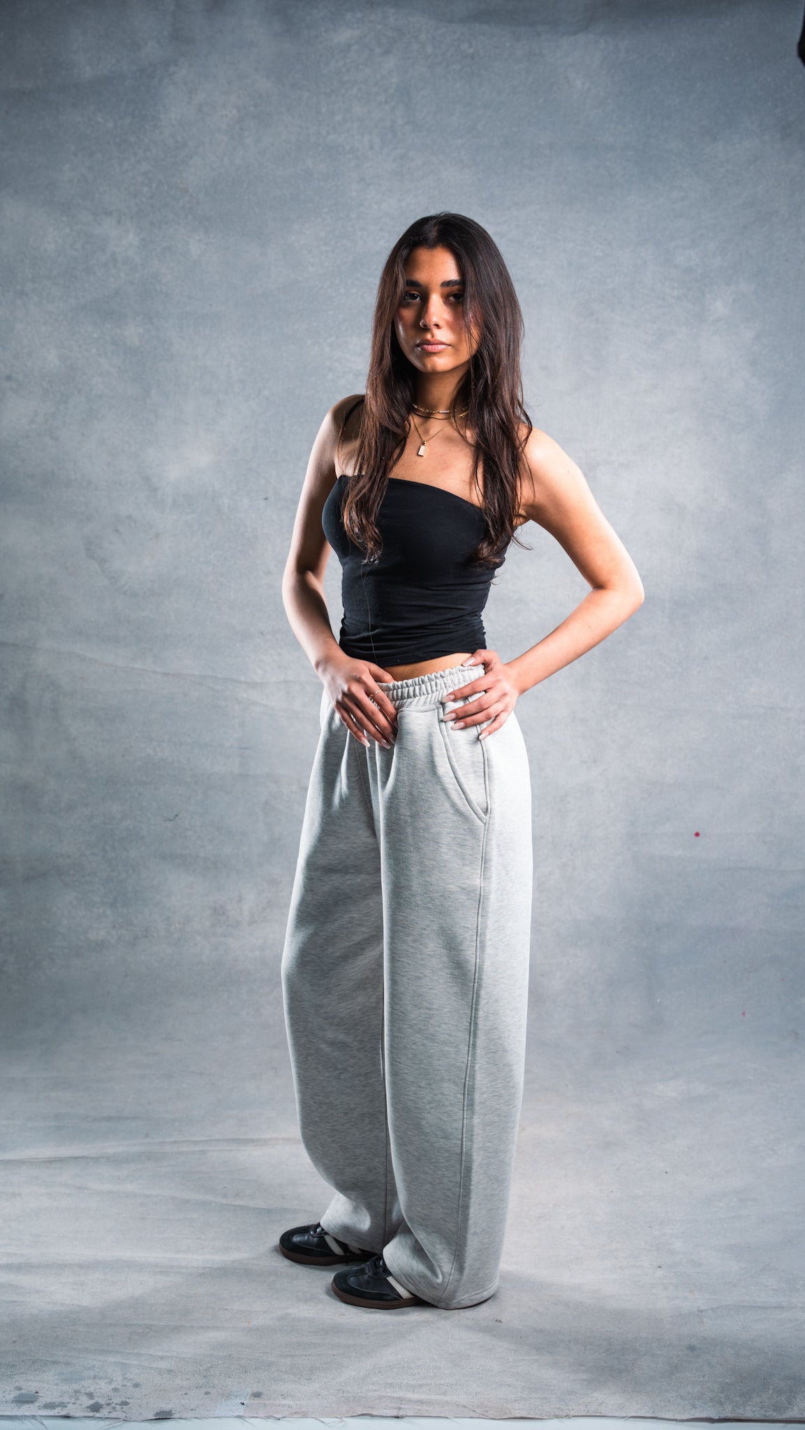 grey wide-leg sweatpants