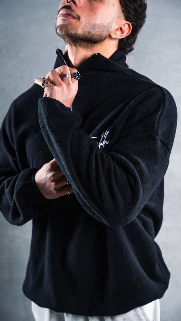 Black velour quarter zip