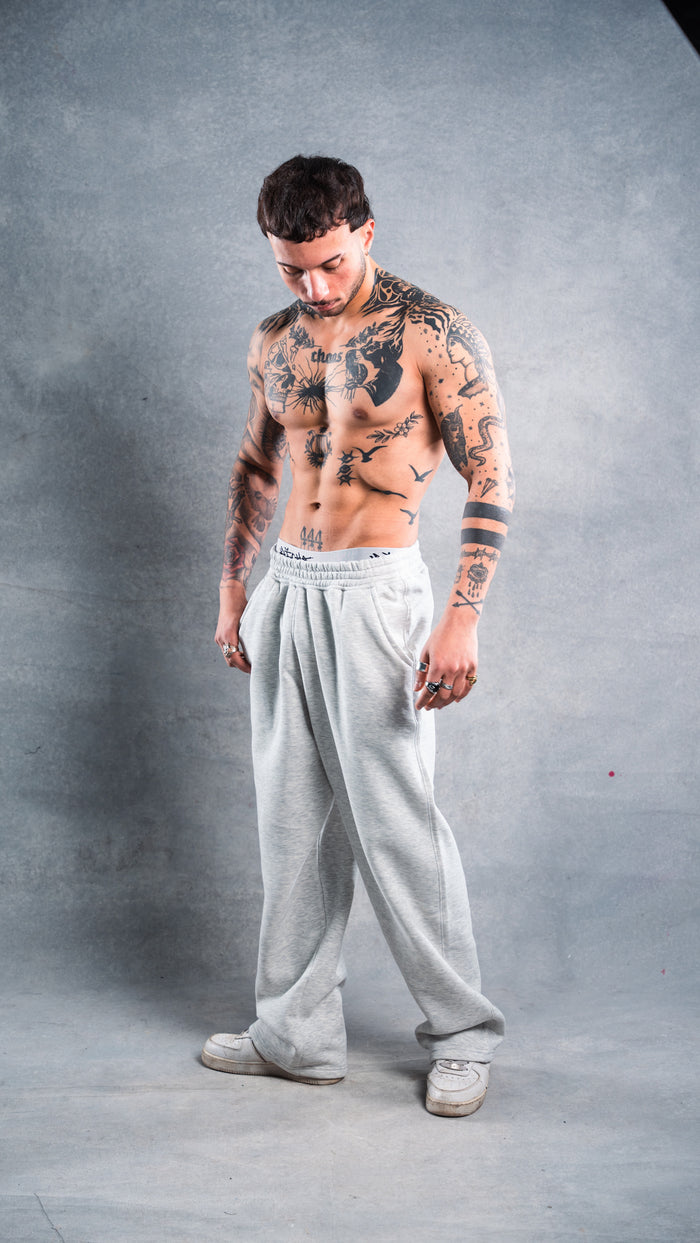 grey wide-leg sweatpants