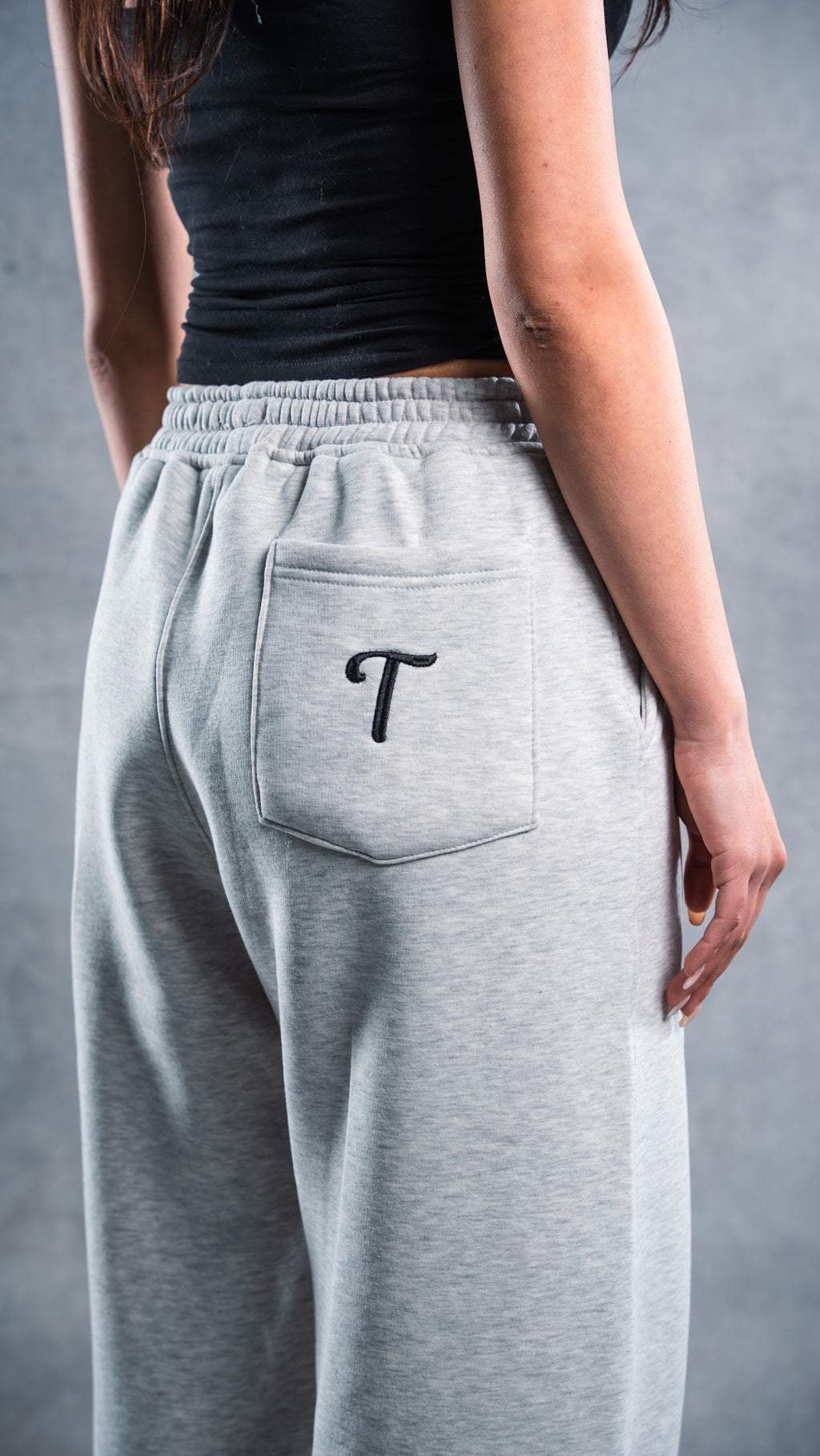 grey wide-leg sweatpants