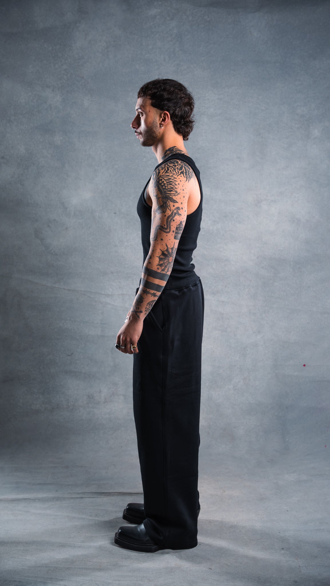 Black wide-leg sweatpants