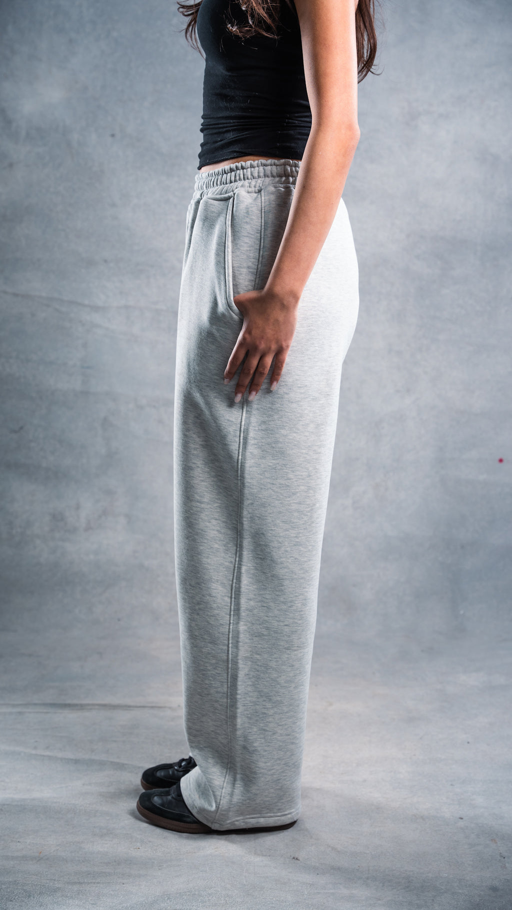 grey wide-leg sweatpants