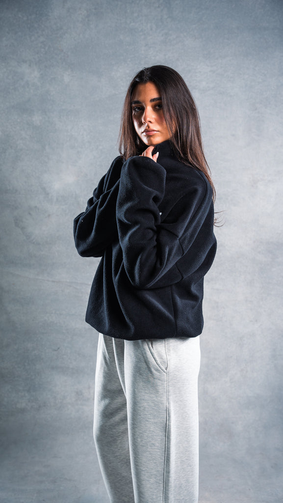 Black velour quarter zip