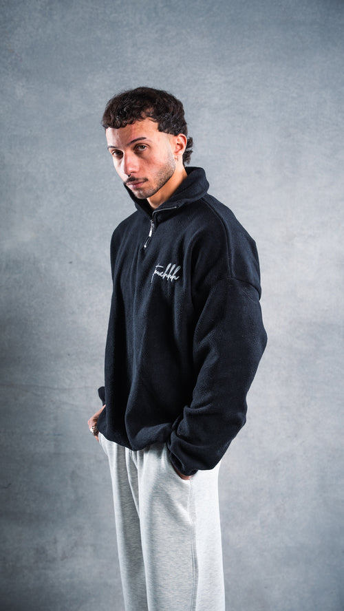 Black velour quarter zip